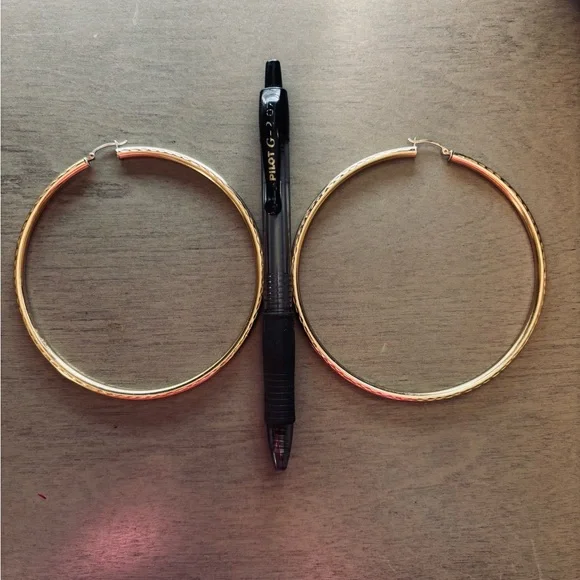 Elegant Large Gold Hoop Earrings (2 inches across) - Picture 2 of 6